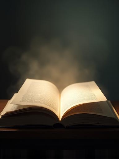 Image representing abstract concept of poetry analysis with open book and light